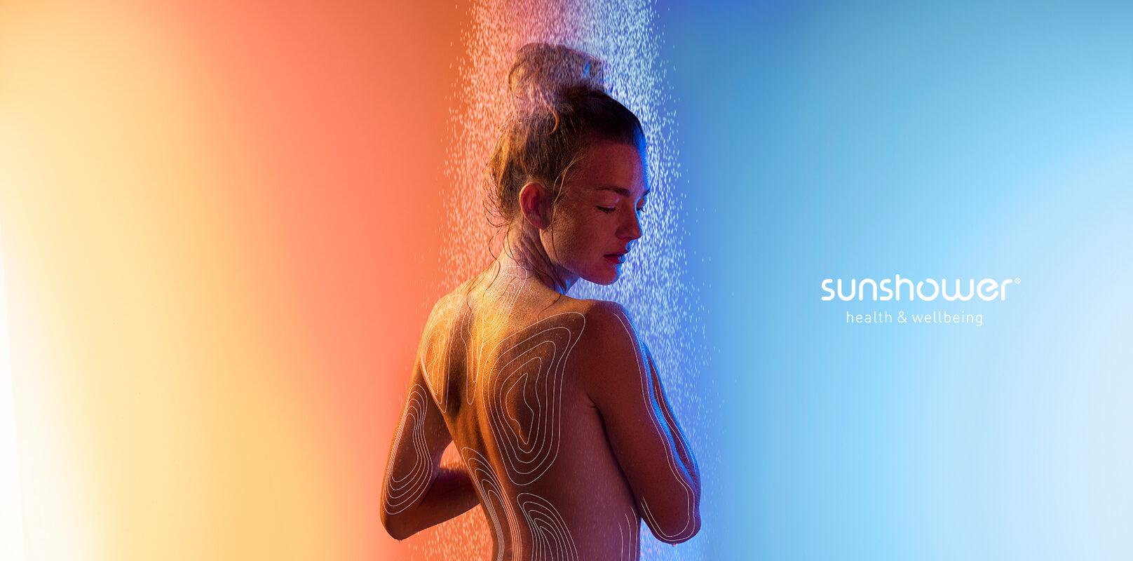 woman in shower with uv light