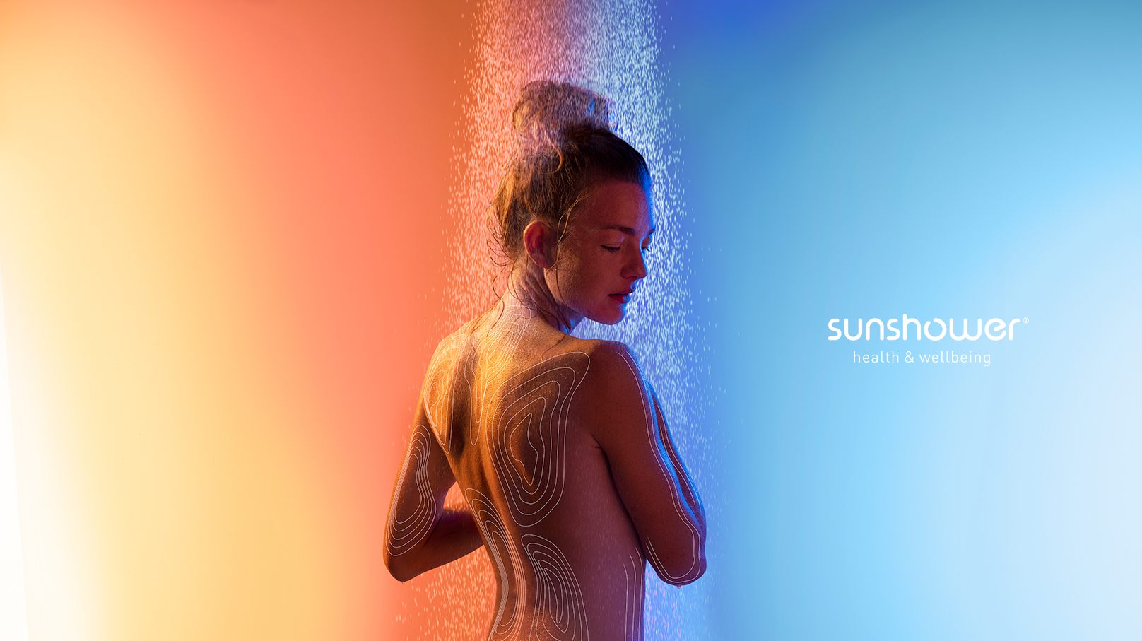 woman in shower with uv light